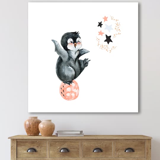 Designart - Little Penguin With Stars and Planets II